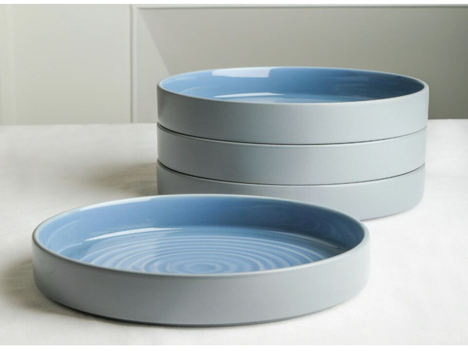 Stone Lain Elica 12-Piece Dinnerware Set Stoneware,  Blue and Grey