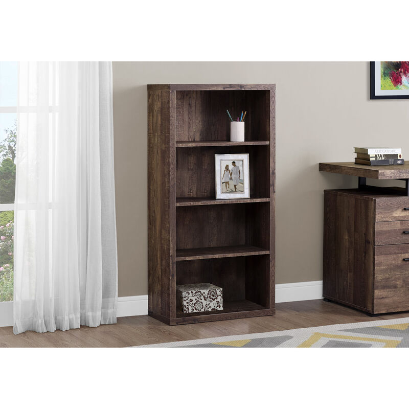 Monarch Specialties I 7404 Bookshelf, Bookcase, Etagere, 5 Tier, 48"H, Office, Bedroom, Laminate, Brown, Contemporary, Modern