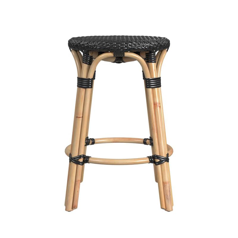 Butler Specialty Tobias Rattan Round 24 Counter Stool, Black