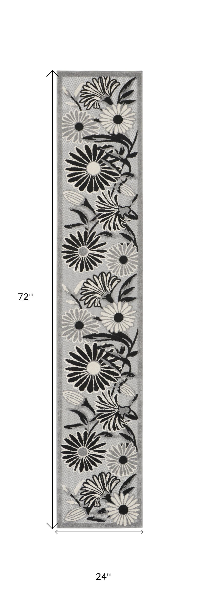 HomeRoots 6' Black And White Floral Indoor Outdoor Runner Rug image number 6
