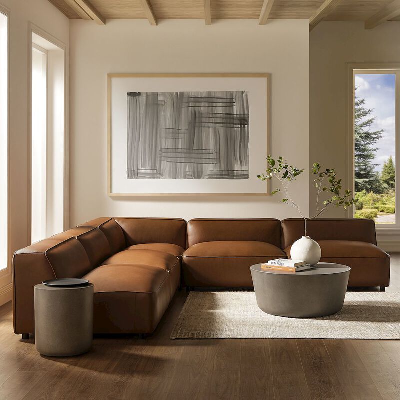 Auren 5-Piece Upholstered Armless L-Shaped Vegan Leather Modular Sofa image number 5