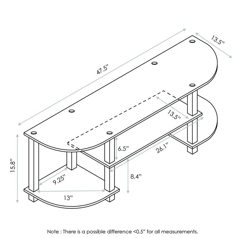 Furinno 11058 Turn-S-Tube Wide TV Entertainment Center, Sonoma Oak/White