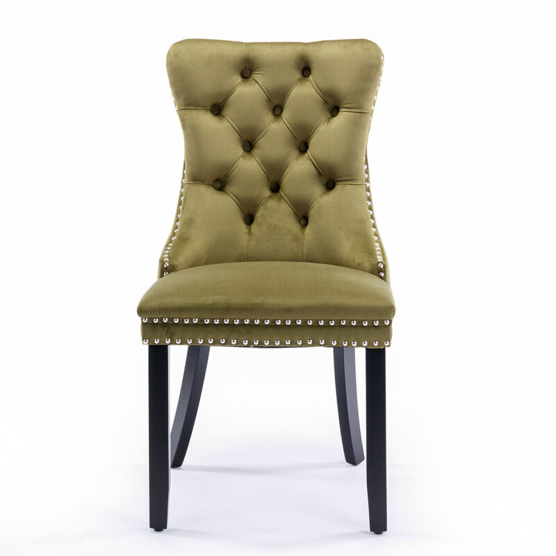 Streamdale Contemporary Velvet Dining Chairs, Olive-Green (2-PCS)