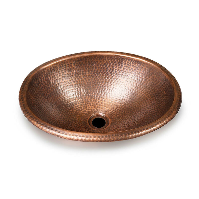 Handmade Hammered Copper Bathroom Sink – Oval Vessel Basin with Antique Finish