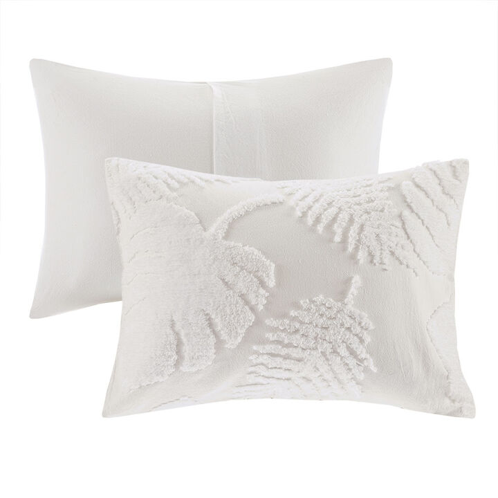 Gracie Mills Domenic 3-Piece Coastal Breeze Tufted Cotton Chenille Palm Comforter Set
