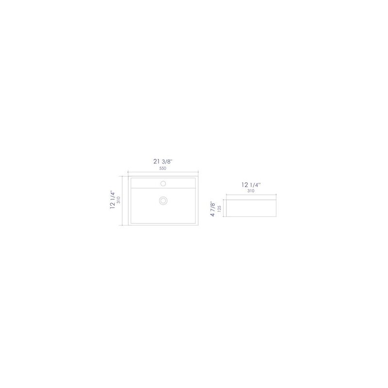 ALFI brand White 22 Rectangular Wall Mounted Ceramic Sink with Faucet Hole