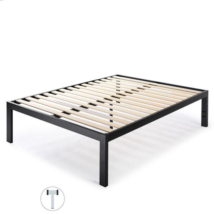 QuikFurn Full size 18 Inch Easy Assemble Metal Platform Bed Frame Wooden Slats