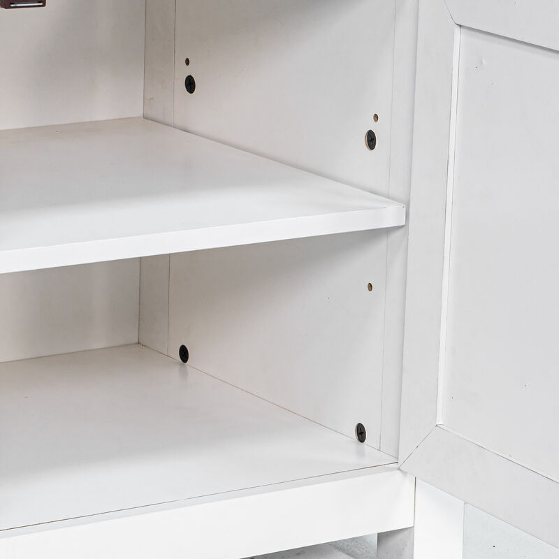 Farmhouse Barn Door Nightstand End Table with Adjustable Shelves