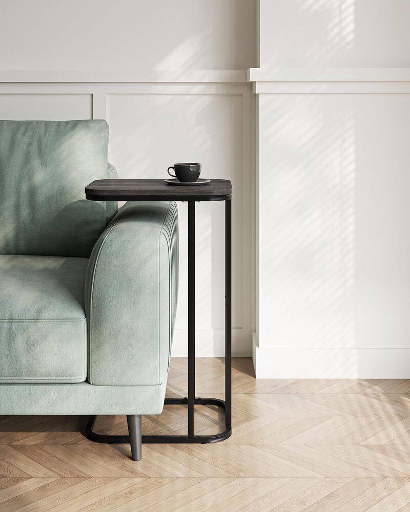 KJGKK C Shaped End Table, 27 Inches High Small Side Table for Sofa and Bed, Couch Table That Slides Under, Tall Tv Tray Table fo