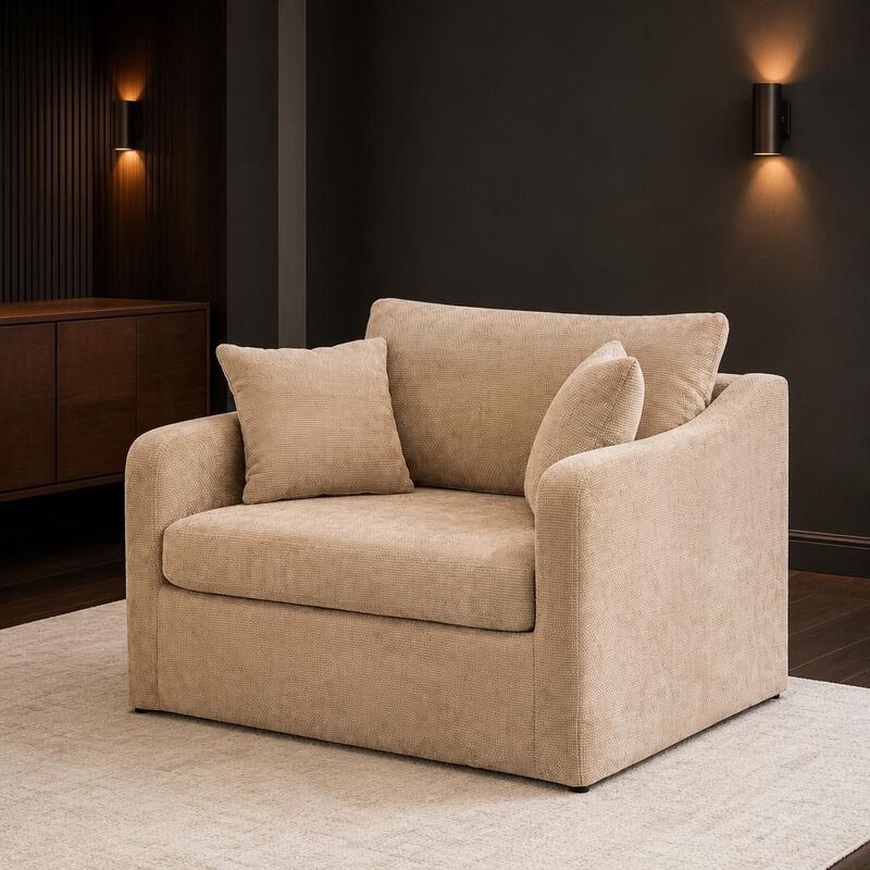 GOODSILO Modern Farmhouse Upholstered Accent Armchair with Two Bolster Pillows for Living Room, Lounge, Reading and Office Spaces image number 2