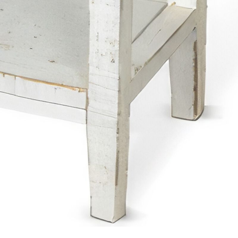 Rena Side End Table, 2 Drawers 1 Shelf, 28 Inch Rustic White Mahogany image number 3