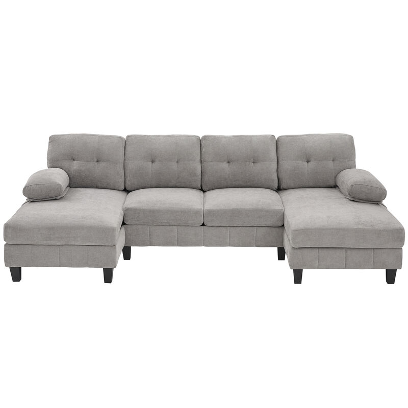 103.5" Chenille U Sectional Couch, Dual Chaise Lounge Sofa