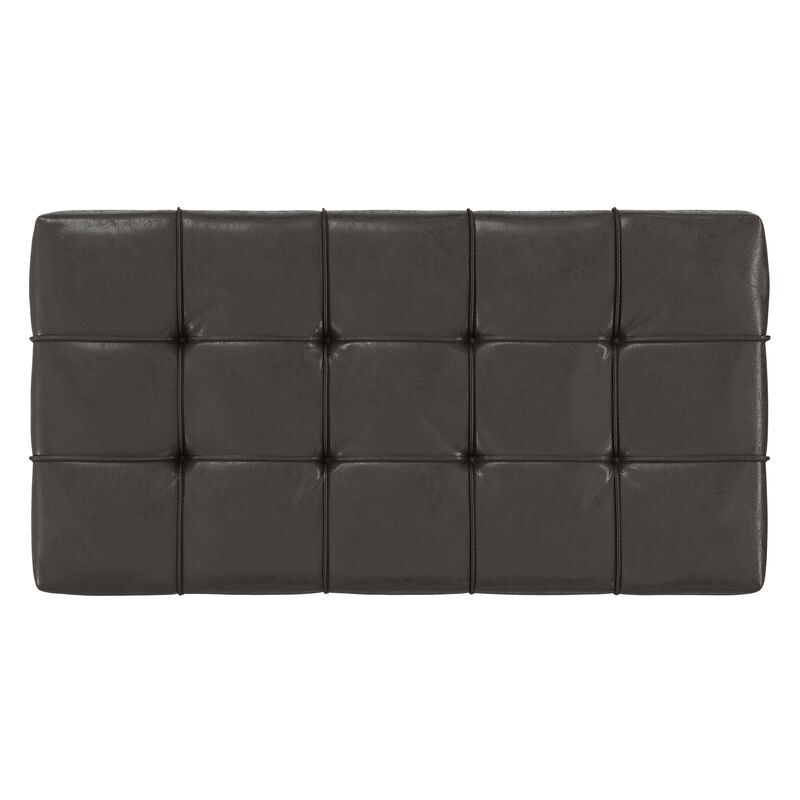 Sienna 33 inch Wide Transitional Rectangle Storage Ottoman Bench in Tanners Brown Vegan Faux Leather, Assembled image number 4