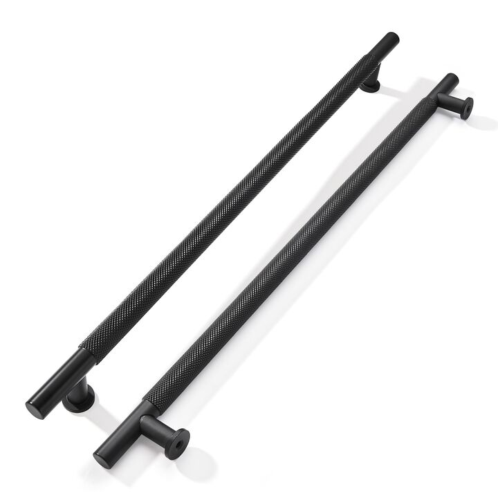 khtumeware 1 Pack 12 Inch(305mm) Soild Knurled Appliance Pulls Matte Black Cabinet Pulls Drawer Pulls Kitchen Hardware Kitchen H