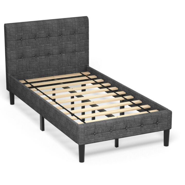 Hivvago Platform Bed with Button Tufted Headboard