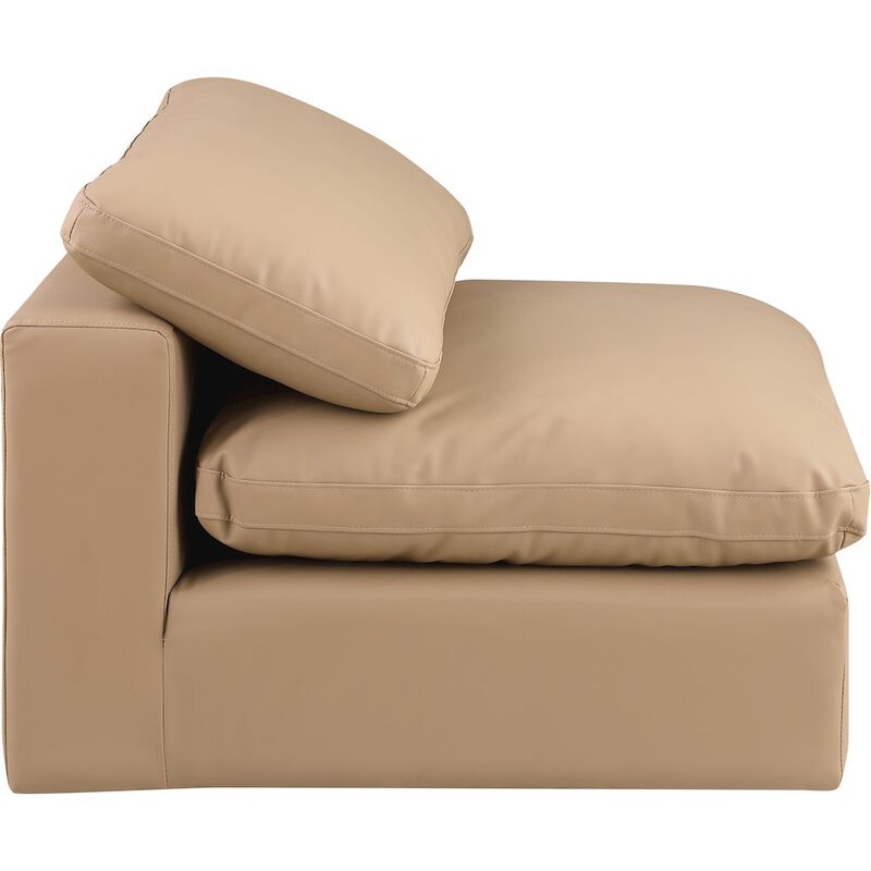 Meridian Furniture Comfy Tan Vegan Leather Modular Armless Chair
