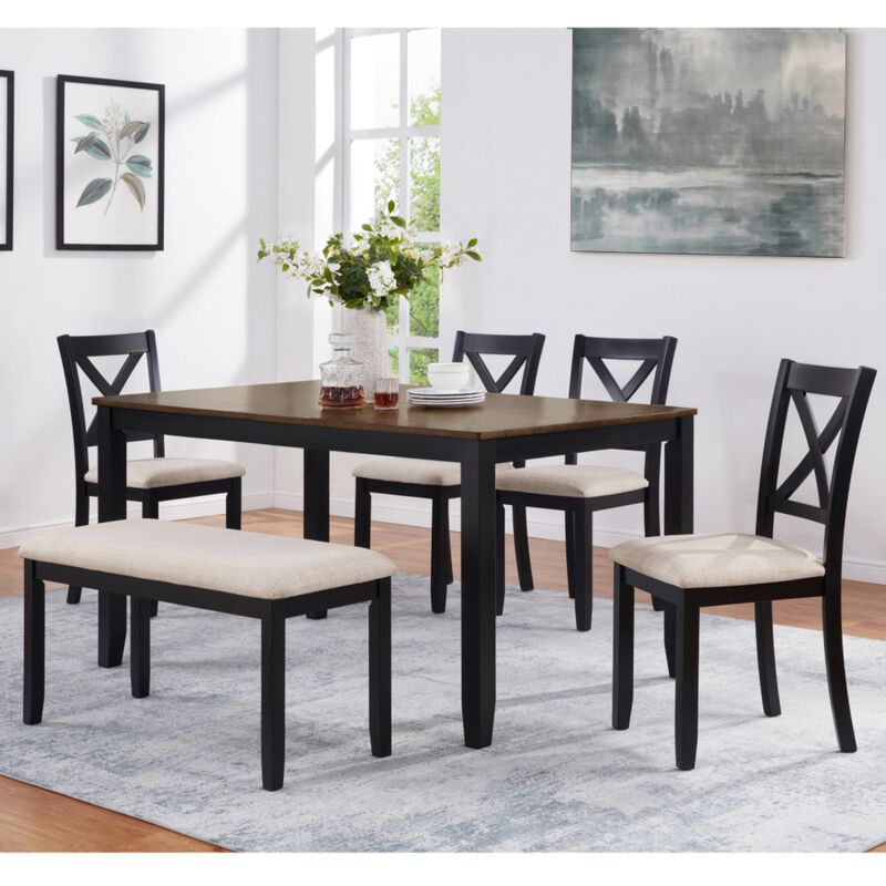 Vusmap Farmhouse 6‑Piece Dining Table Set image number 1