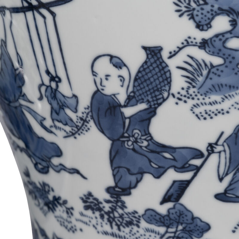 Cer, 15"h Blossoms Temple Jar, Blue image number 4