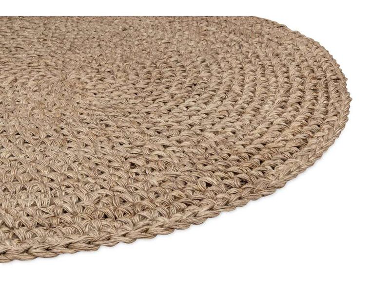 Georgia Natural Brown Crochet Round Jute Rug image number 8