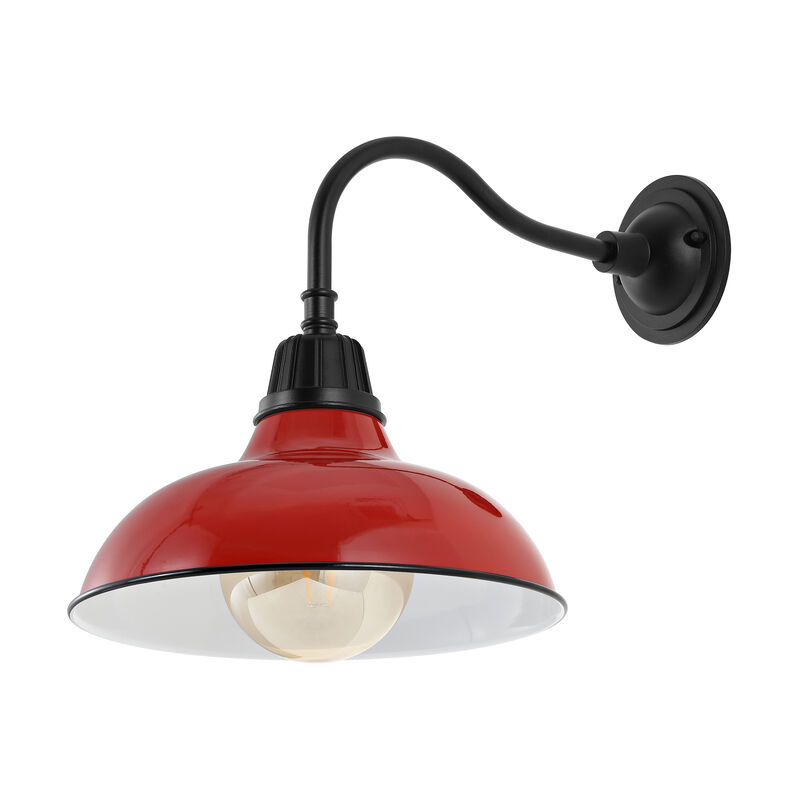 Aurora Farmhouse Industrial Indoor/Outdoor Iron LED Gooseneck Arm Outdoor Sconce