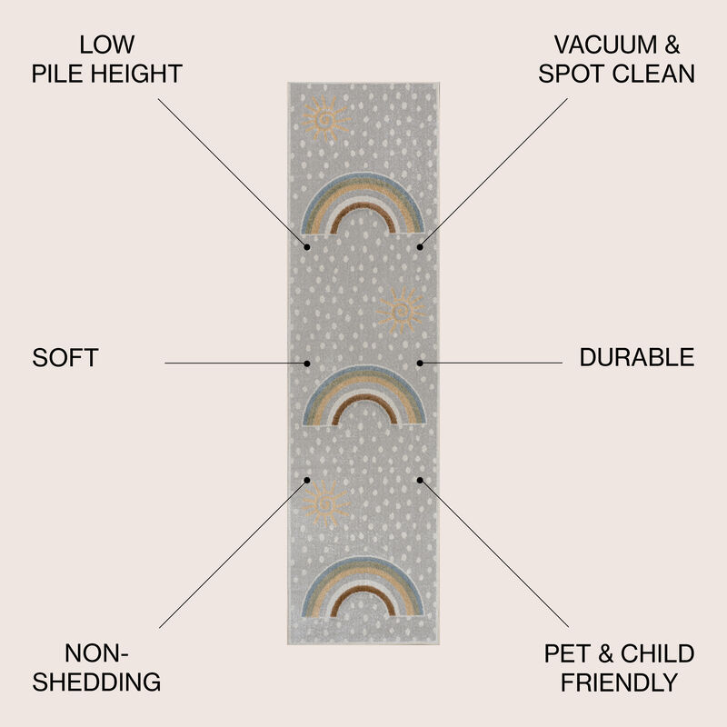 Minha Rainbow Dot Modern Machine Washable Area Rug