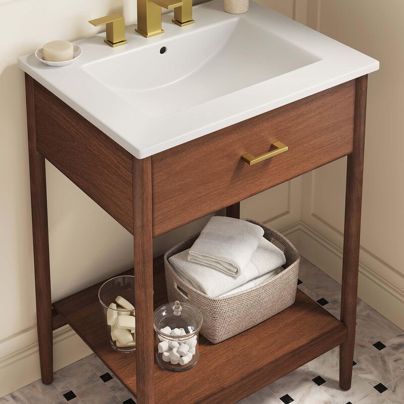 Modway EEI-6660-WAL-WHI Zaire 24" Bathroom Vanity, Walnut White image number 4