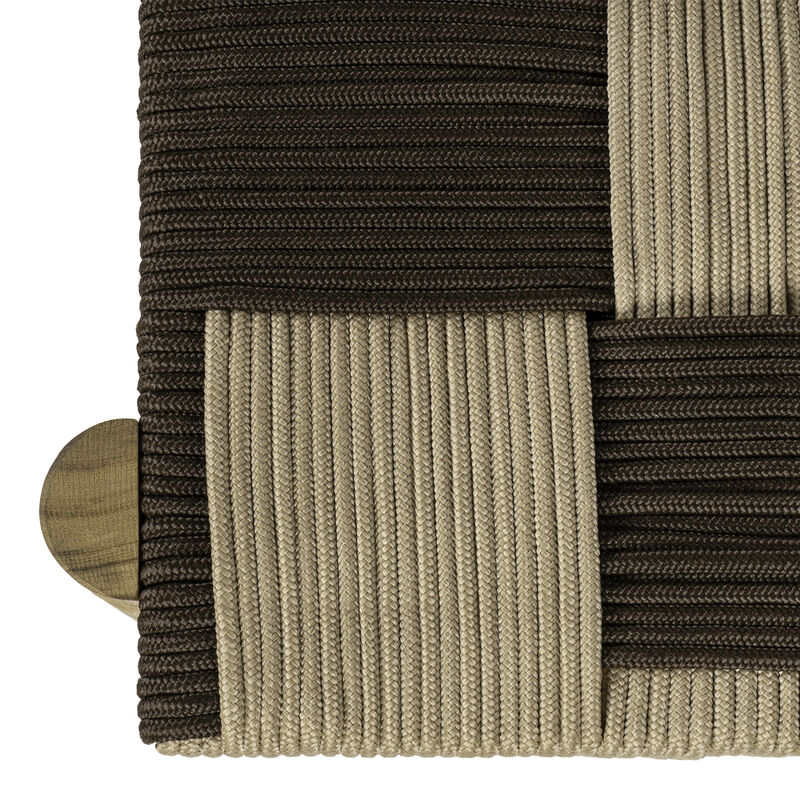 Denis 48" 2-Seat Backless 700-Lbs Support Acacia Wood Outdoor Bench With Checkerboard Woven Rope Seat