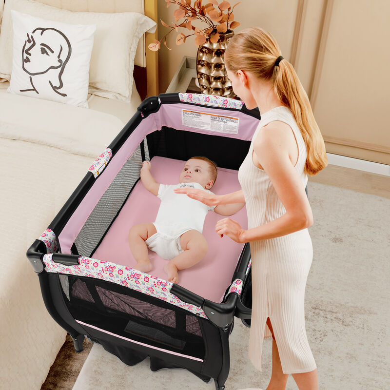 4 in 1 Portable Pack and Play Baby Nursery Center with Bassinet