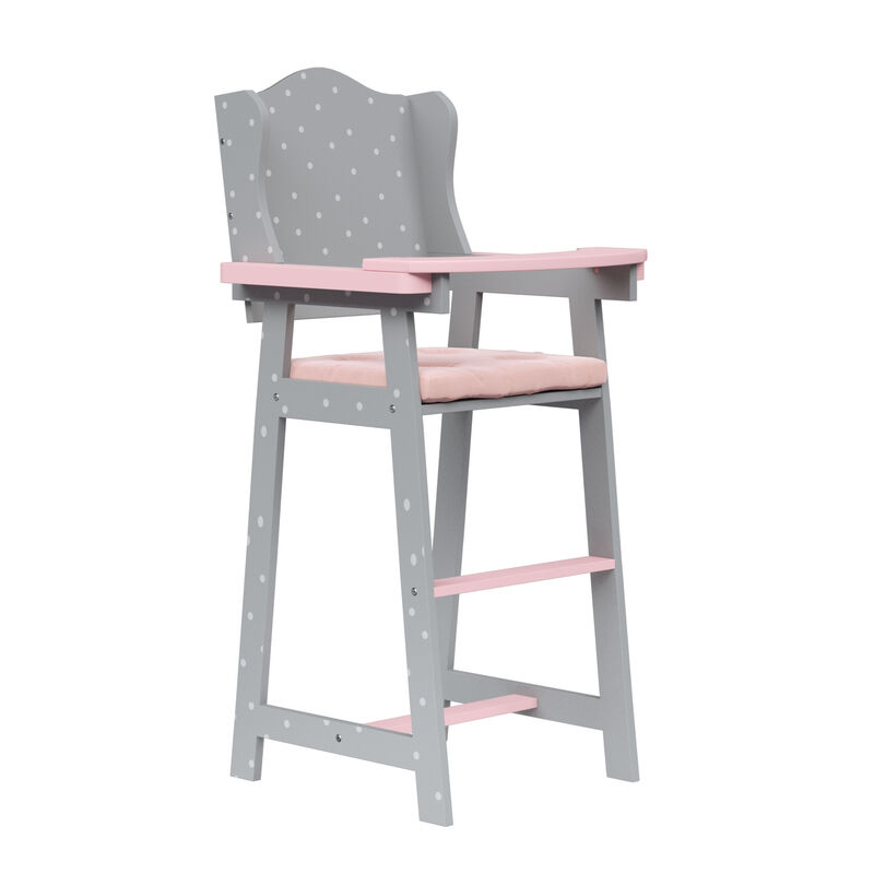 Olivia's Little World Princess Polka Dot Baby Doll High Chair Gray image number 3
