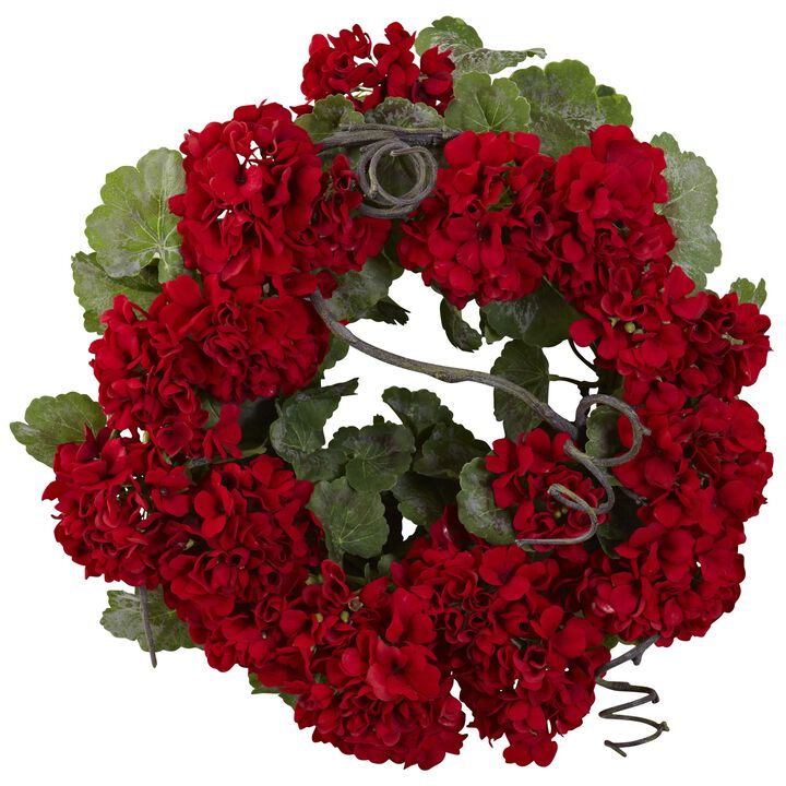 Nearly Natural 17-in Geranium Artificial Wreath