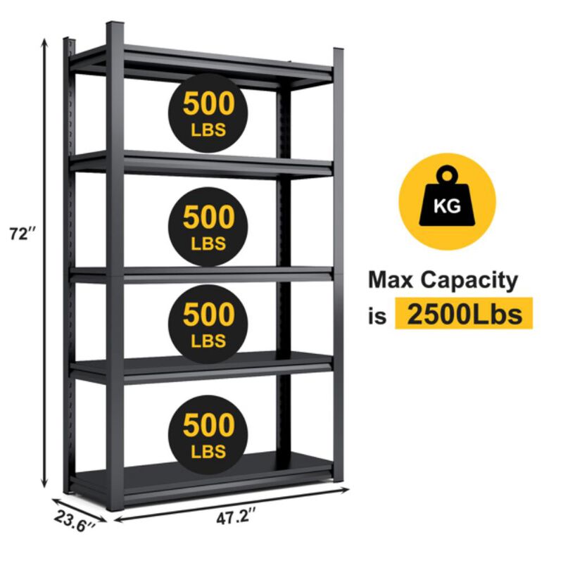5-Tier Heavy Duty Storage Shelving Unit for Home & Garage Organization