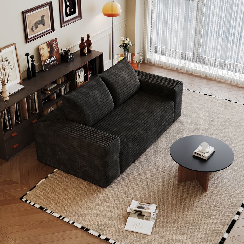 Whisen 63" 2-Seat Modern Sofa, Cotton Deep Seat Loveseat for Living Room Bedroom, No Assembly Required image number 3