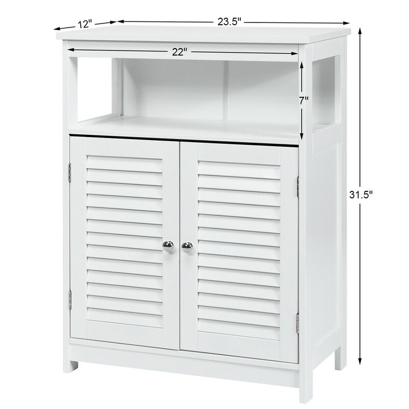 Wood Freestanding Bathroom Storage Cabinet with Double Shutter Door image number 4