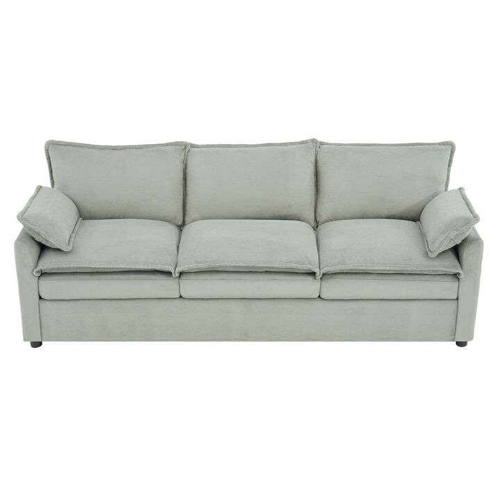 Merax Faux Fur 3-Seater Sofa with Double-Layer Cushion