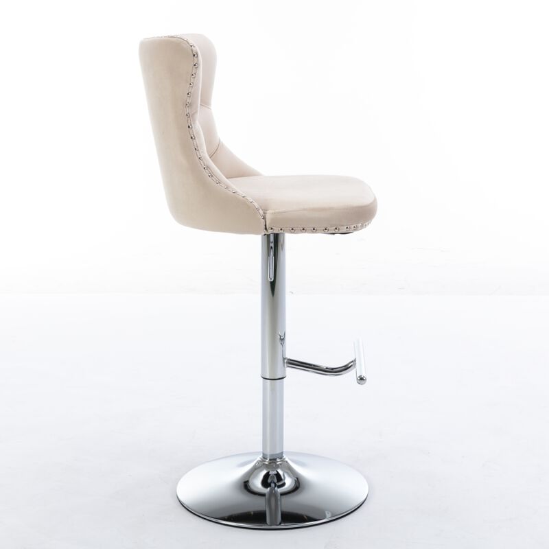 Streamdale Adjustable Swivel Velvet Barstools, Set of 2 image number 3