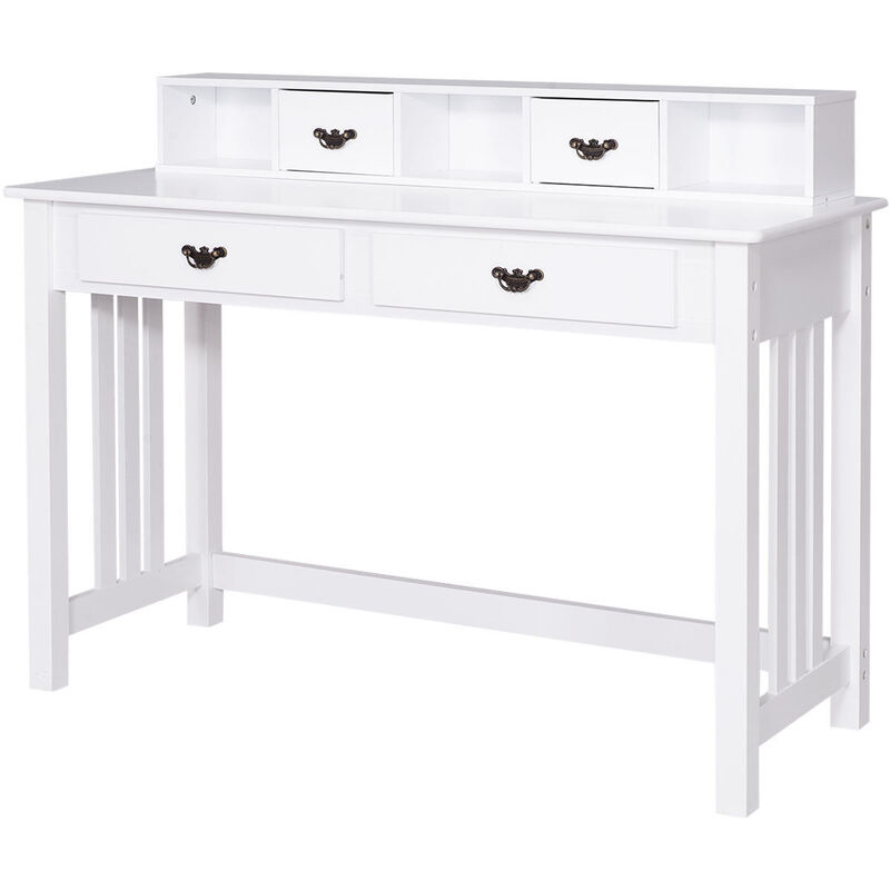 Costway Writing Desk Mission White Home Office Computer Desk 4 Drawer White image number 8