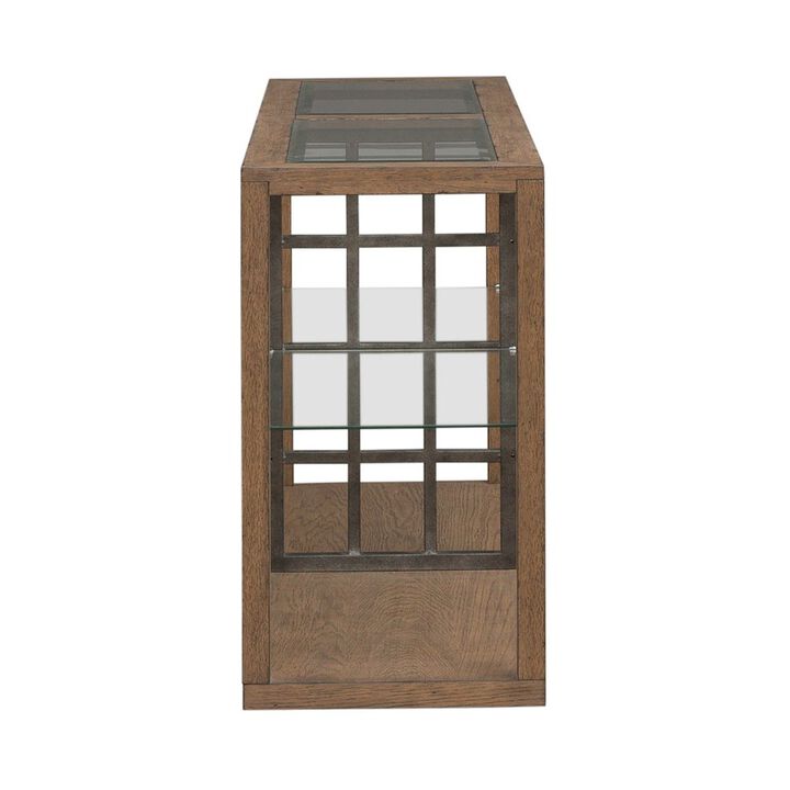Liberty Furniture Bayhill Trellis Sofa Table for Living Room - Honey w/ Black Metal Accents