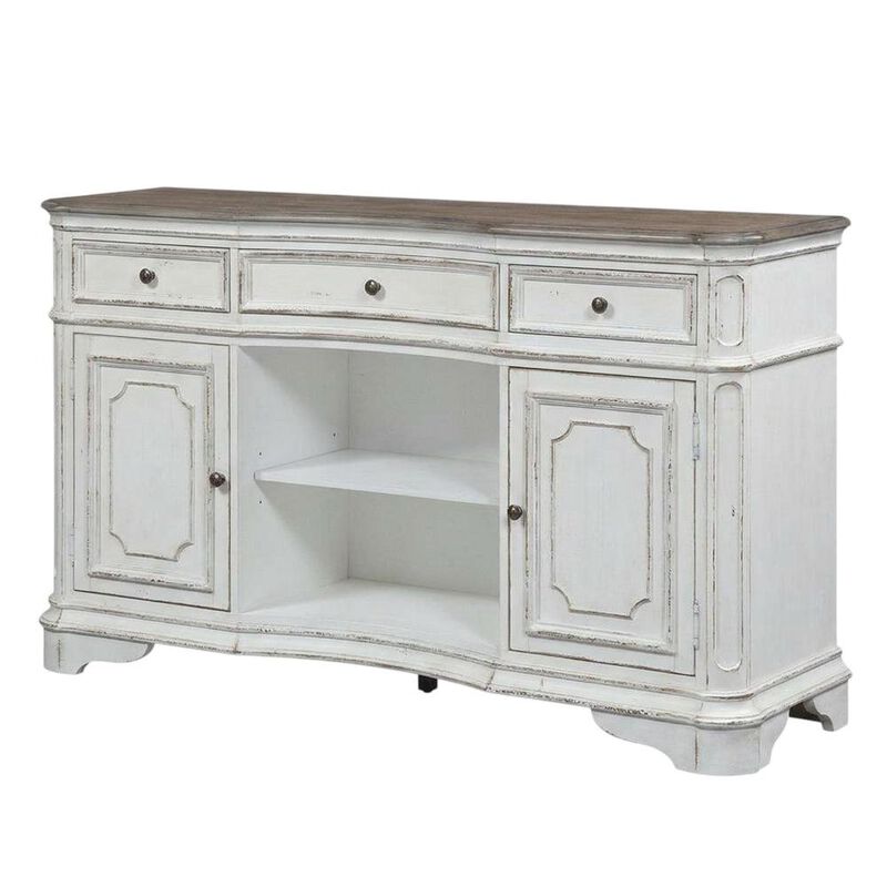 Liberty Furniture Rubberwood Solid Wood Buffet Cabinet with Storage and Drawers Sideboard, White image number 2