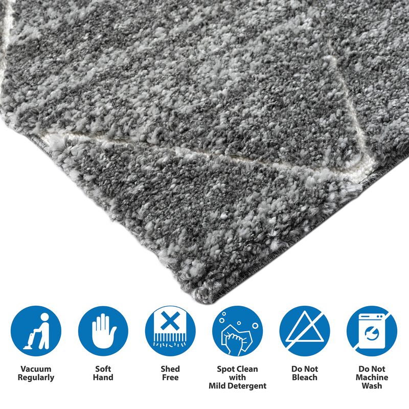 120x96 inch Talas Trellis Area Rug in Gray  and Cream