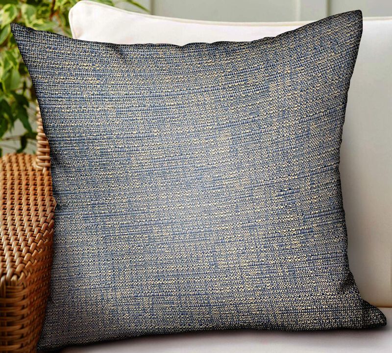 Plutus Brands Oxford Blaze Blue Solid Luxury Outdoor/Indoor Throw Pillow image number 1