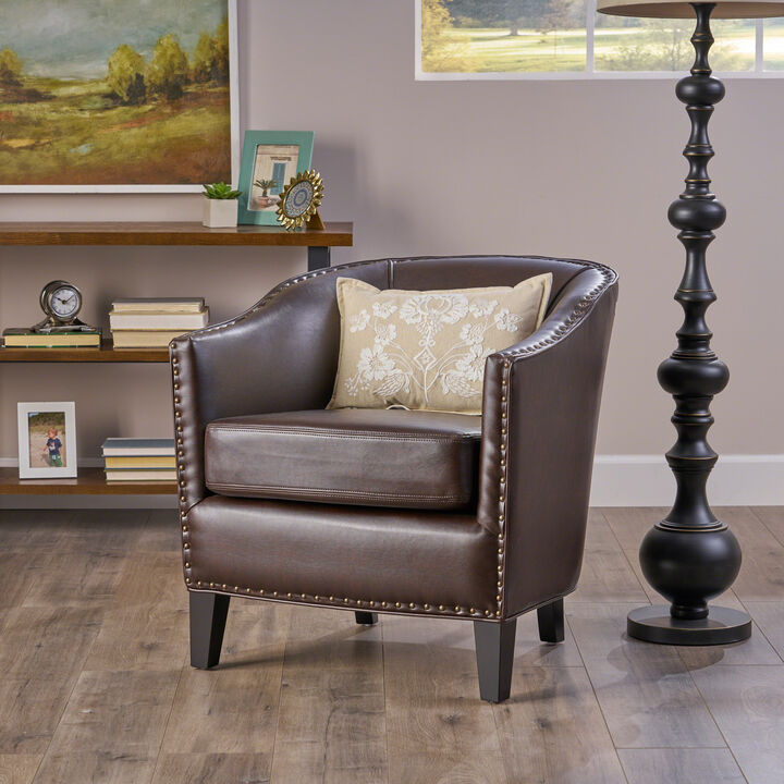 Christopher Knight Home Shane Contemporary Upholstered Club Chair with Nailhead Trim