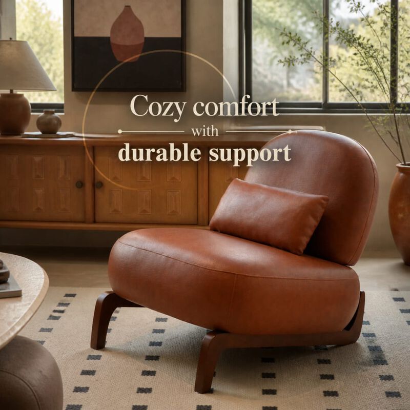 GOODSILO Armless Accent Chair with Plush Cushion and Solid Wood Legs, Soft Upholstered Seating for Living Room Bedroom Apartment Balcony Waiting Room image number 4
