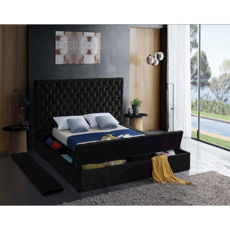 Meridian Furniture Bliss Black Velvet Queen Bed