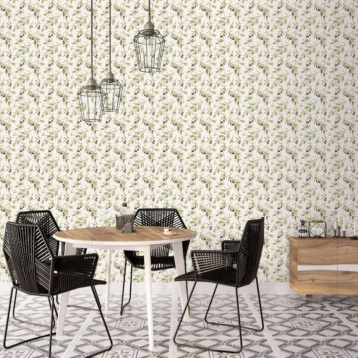 Just Kitchens Olive Drupe Green Wallpaper G45450