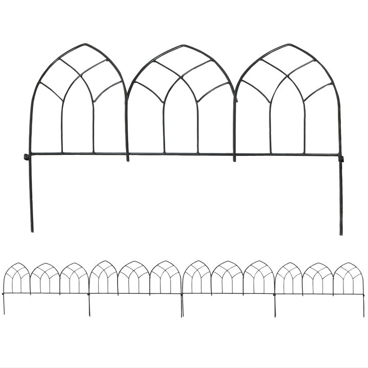 Sunnydaze 5-Piece Narbonne Steel Garden Border Fencing - 9 ft - Black