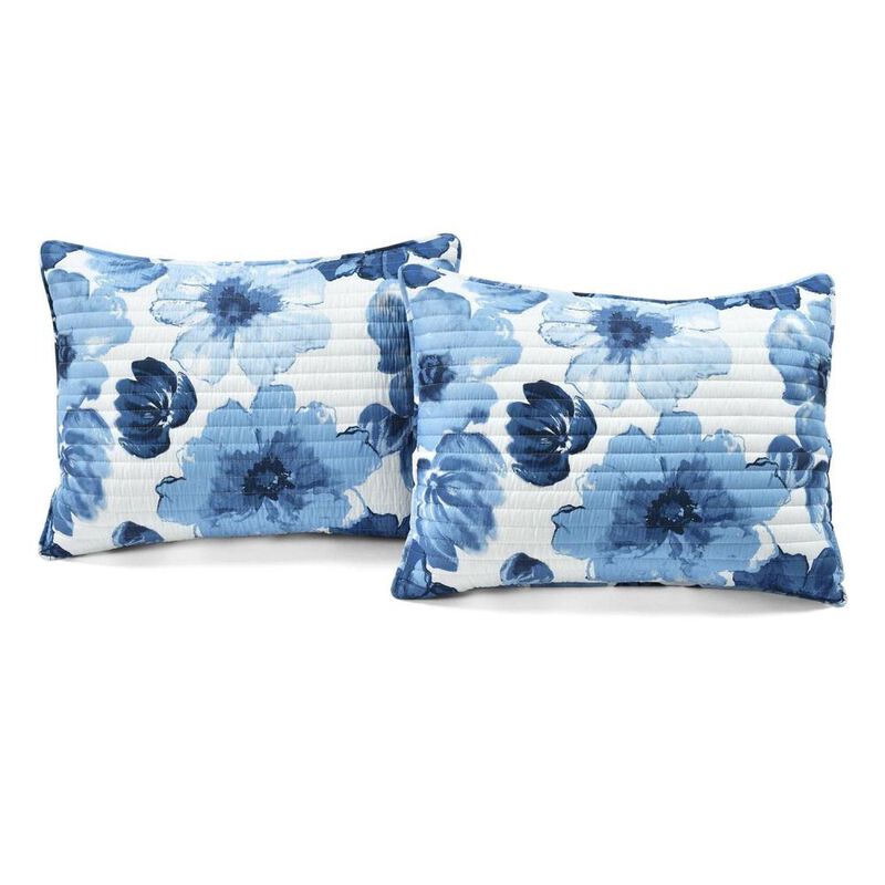 Hivvago Blue Flowers Lightweight Polyester Microfiber Quilt Set