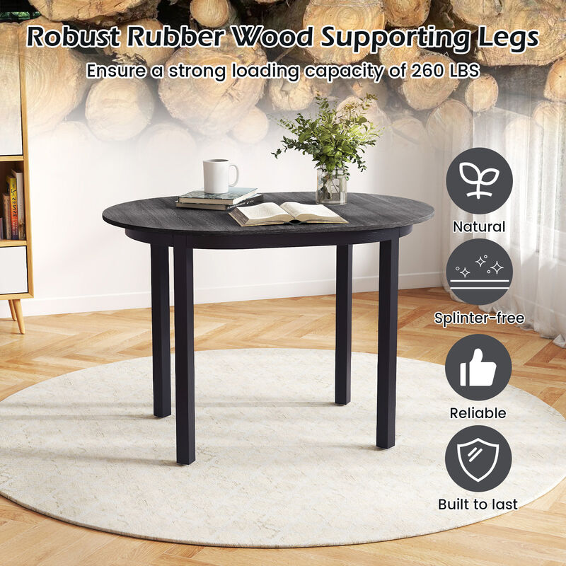 Black 43" Dining Table with Solid Rubber Wood Legs for 2-4 Seats image number 5