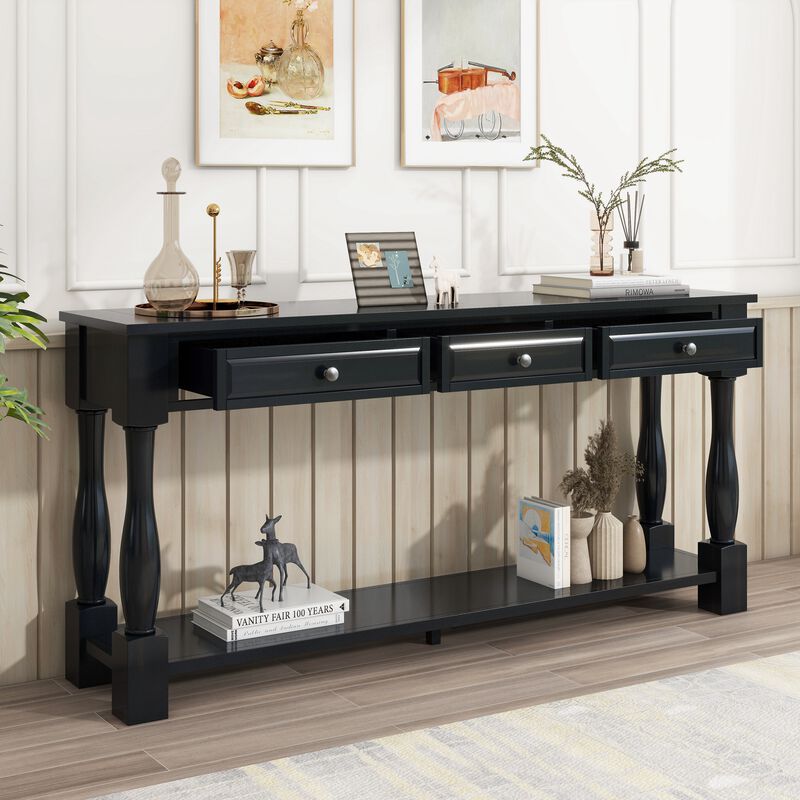 Merax Long Console Table with 3 Drawers