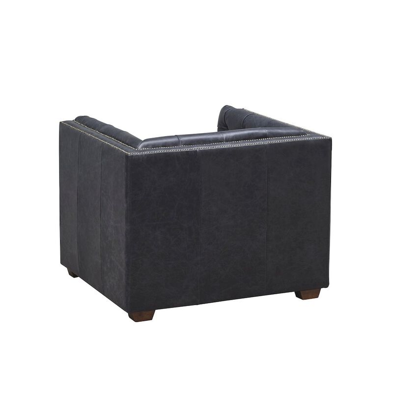 Crafters and Weavers Tuxedo Leather Arm Chair - Slate