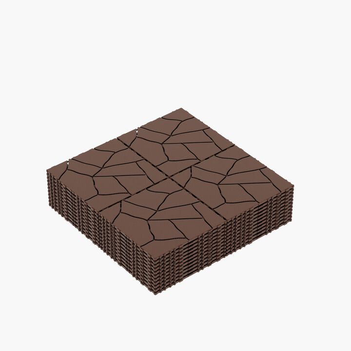Stone Style Interlocking Deck Tiles, 44 Pack 12"x12" Waterproof Patio Flooring for Outdoor and Indoor